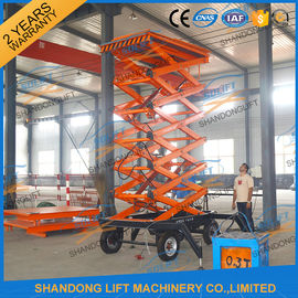300kg 500kg Ditarik Mobile Lift Platform Listrik Hydraulic 12m Lifting Tinggi