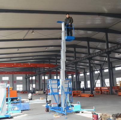 8m 100kg Tunggal Mast Aerial Work Lift Platform untuk Window Cleaning 100kg Kapasitas