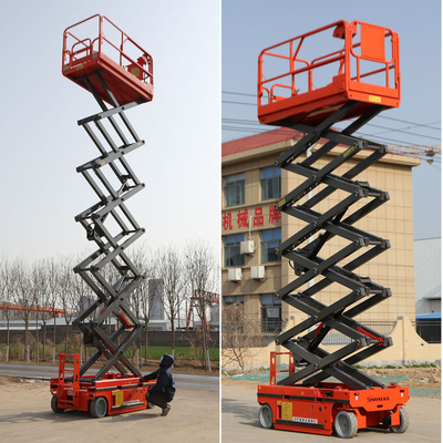 14m 12m 10m 8m 6m Battery Electric Man Lift Self-Propelled Scissor Lift untuk pekerjaan udara